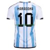Maillot de Supporter Argentine Maradona 10 Domicile Coupe du Monde 2022 Pour Homme